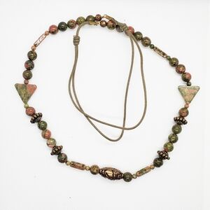 Crocodile Jasper Corded Necklace
